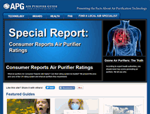 Tablet Screenshot of airpurifierguide.org